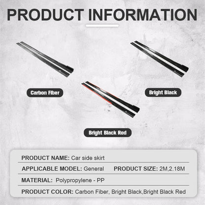 8PCS 2m/2.18m Universal Side Skirt Extension Rocker Plate Lip Separator Bumper For BMW Mercedes-Benz Toyota Audi Nissan Honda