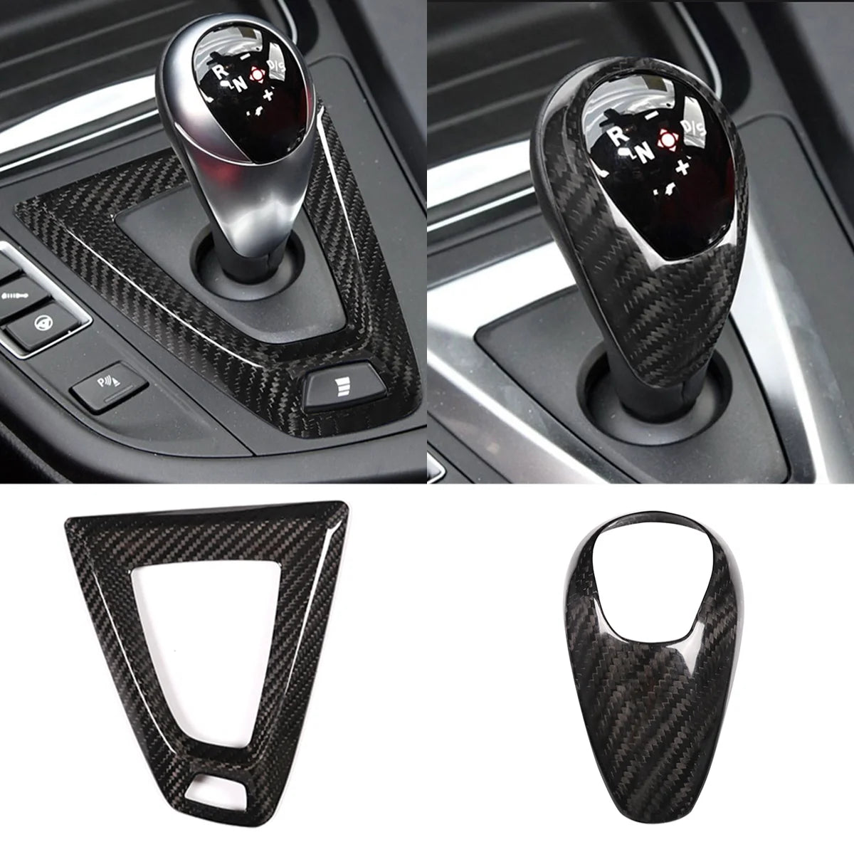 For BMW F80 F82 F87 M3 M4 M2 M5 F83 F85 X5M F86 X6M F13 Real Carbon Fiber Car Gear Shift Knob Cap Cover Sticker Panel Trim
