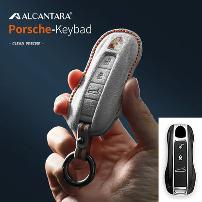 Alcantara Car Key Case Cover For Porsche Panamera Spyder Carrera Macan Cayman Cayenne 911 970 981 991 Accessories
