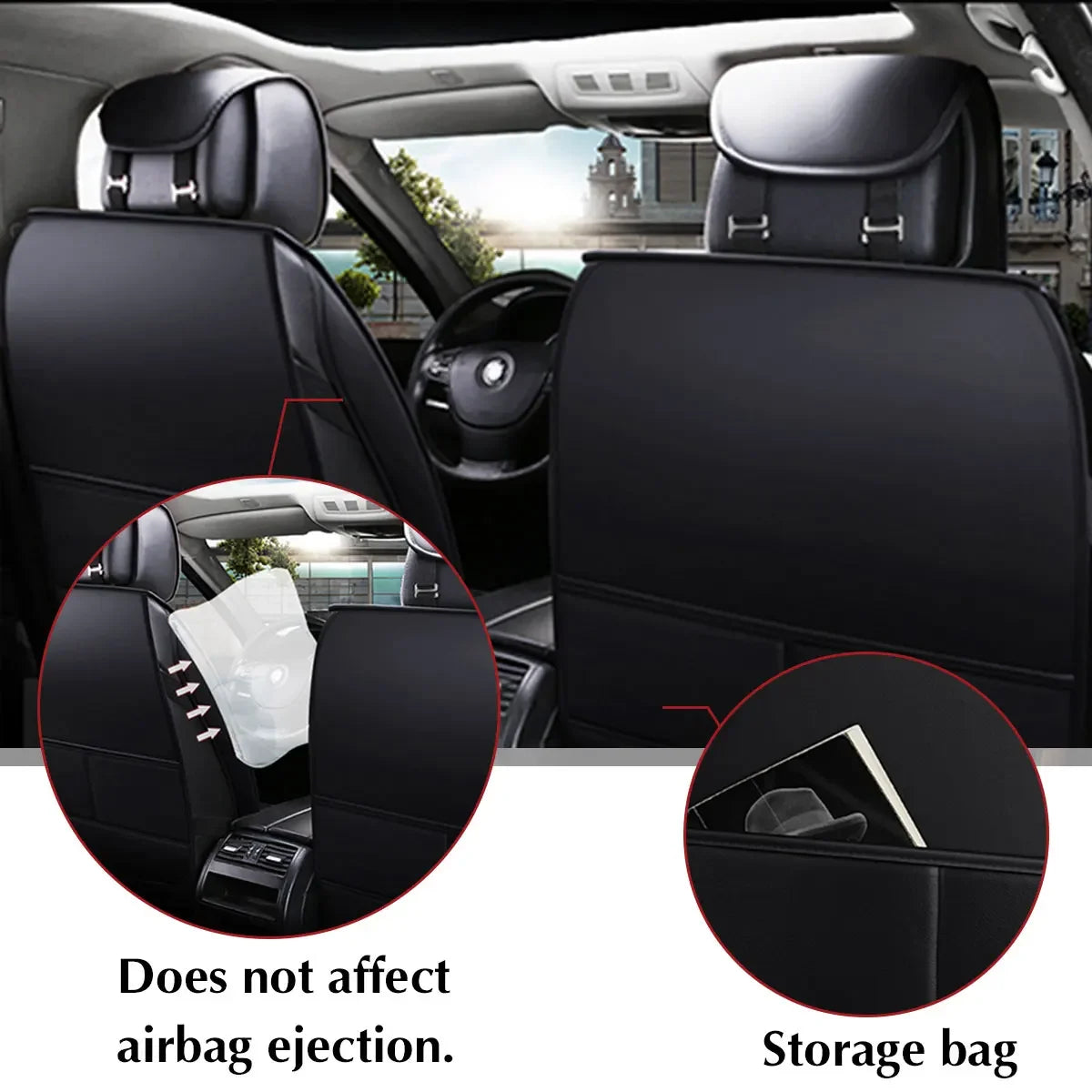 Universal Car Front Seats Cover PU Leather Seat Covers Waterproof Non-slip Seat Cushion Cover Protector Mat for VW/Ford/BMW