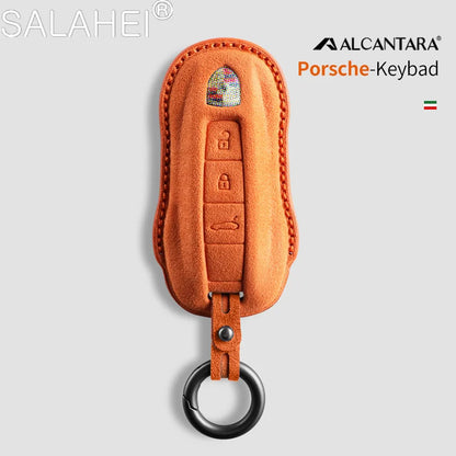 Alcantara Car Key Case Cover For Porsche Panamera Spyder Carrera Macan Cayman Cayenne 911 970 981 991 Accessories