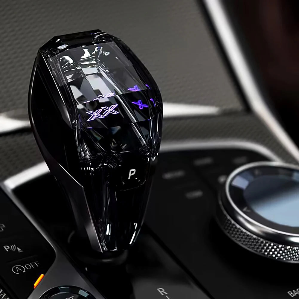 Crystal Gear Shift Knob Lever Handle Volume Button with Sync Ambient Light for BMW X5/X6/X7 G05 G06 G07 3/4/8 Series G20 G21 G28