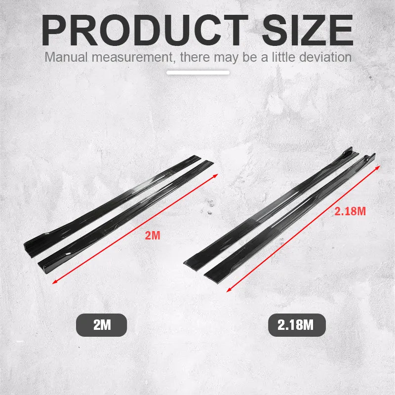 8PCS 2m/2.18m Universal Side Skirt Extension Rocker Plate Lip Separator Bumper For BMW Mercedes-Benz Toyota Audi Nissan Honda