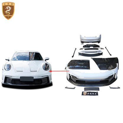 For Porsche 911 992 Carrera 991.2 GT3 Style Car Front Rear Bumper Side Skirts Rear Spoiler Engine Hood Bonnet Cover BodyKits