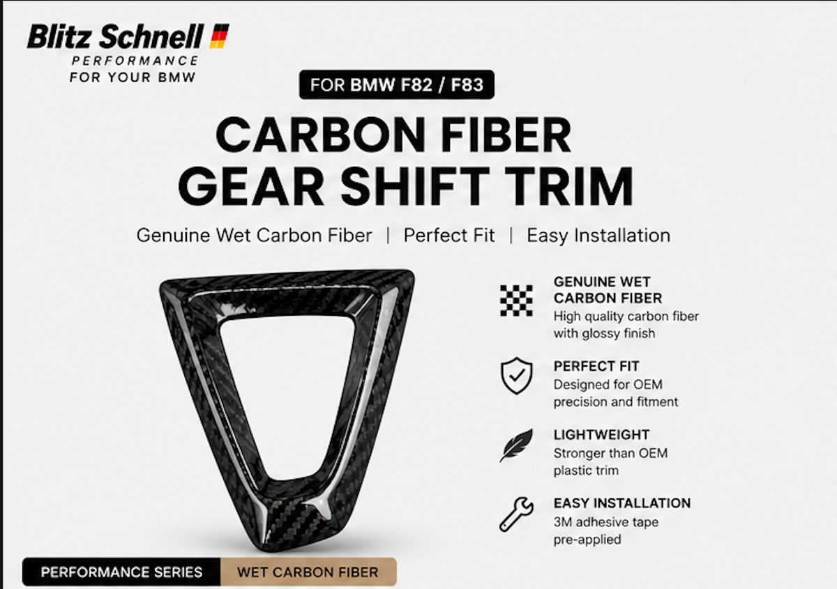 BMW F82 F83 Carbon Gear Shift Surround Trim | Wet Carbon Fiber