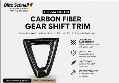 BMW F82 F83 Carbon Gear Shift Surround Trim | Wet Carbon Fiber