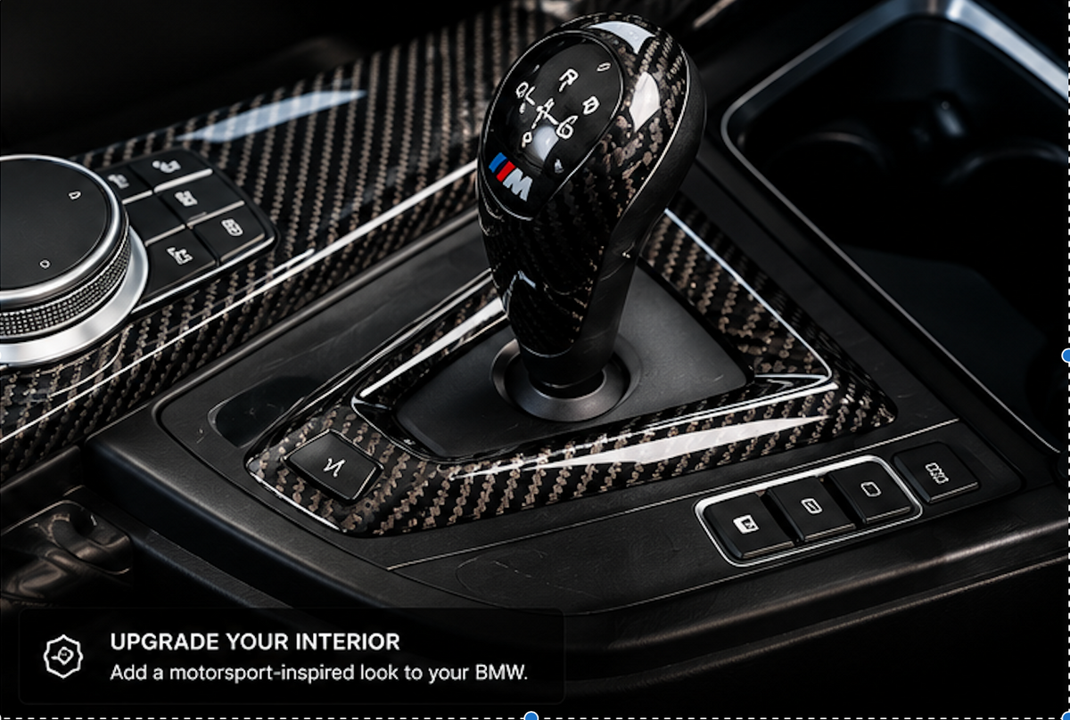 BMW F82 F83 Carbon Gear Shift Surround Trim | Wet Carbon Fiber