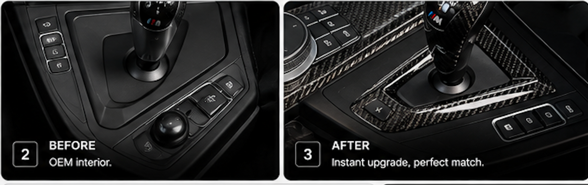 BMW F82 F83 Carbon Gear Shift Surround Trim | Wet Carbon Fiber