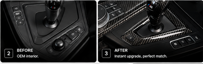 BMW F82 F83 Carbon Gear Shift Surround Trim | Wet Carbon Fiber