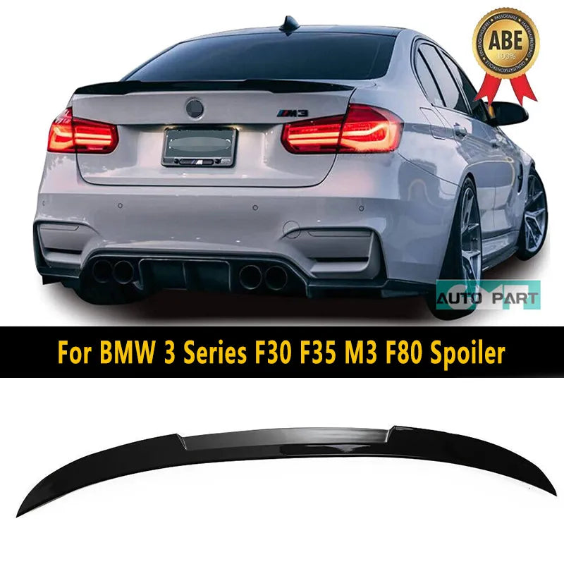 FOR 2012 2013 2014 2018 BMW 3 series F30 F35 M3 F80 V Style Sports spoiler Rear Boot Trunk Lip Spoiler ABS Styling Accessories