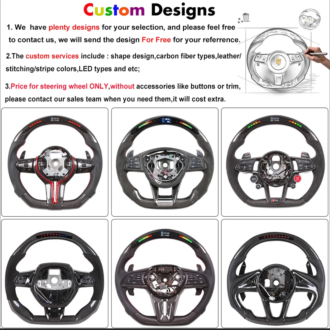 Carbon Fiber customized LED Steering Wheel for BMW M Performance M3 M4 M5 M6