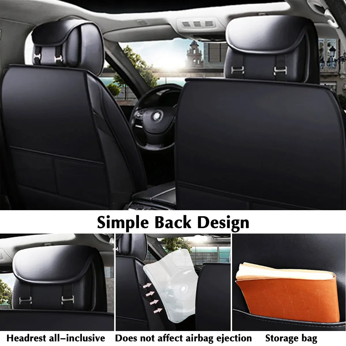 Universal Car Front Seats Cover PU Leather Seat Covers Waterproof Non-slip Seat Cushion Cover Protector Mat for VW/Ford/BMW