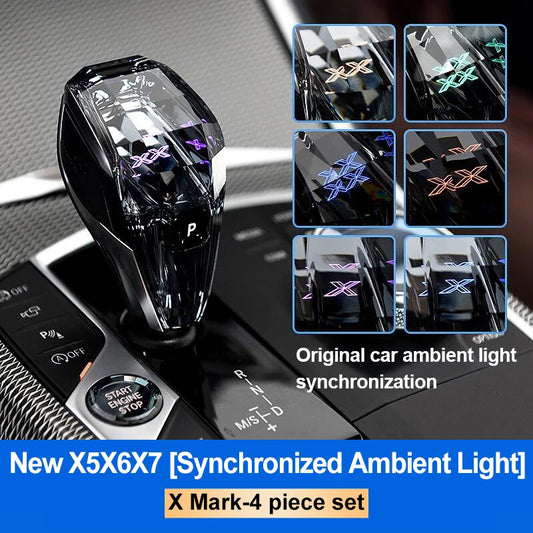 Crystal Gear Shift Knob Lever Handle Volume Button with Sync Ambient Light for BMW X5/X6/X7 G05 G06 G07 3/4/8 Series G20 G21 G28