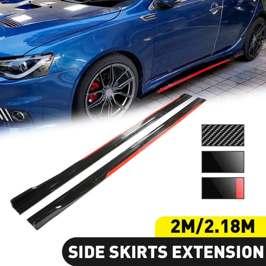 8PCS 2m/2.18m Universal Side Skirt Extension Rocker Plate Lip Separator Bumper For BMW Mercedes-Benz Toyota Audi Nissan Honda
