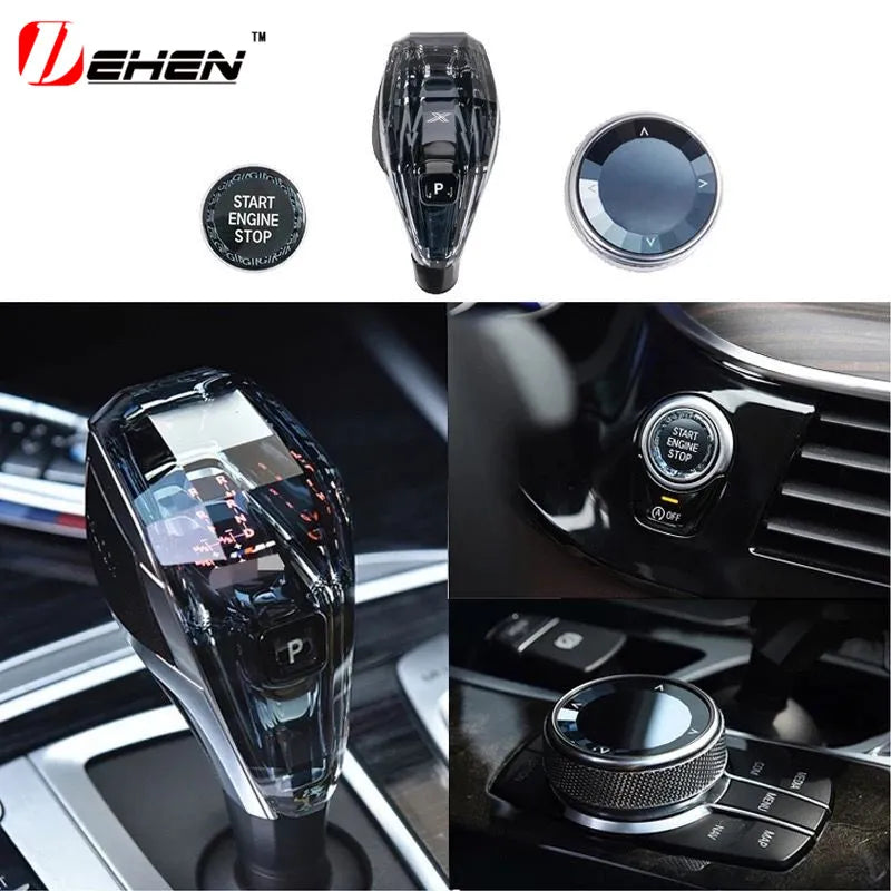 Crystal 3-Piece Set Gear Shift Knob Volume Button for BMW X5  X6 F15 F16 E70 E71 E72 Car Interior Accessories