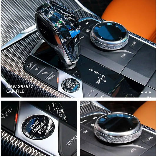 Crystal 3-Piece Set Shift Knob for BMW X5/X6/7/5/6GT/X3i/X4/1/2/3/4 series G05 G06 G30 G01 G02 F44 G20 Car Interior Accessories