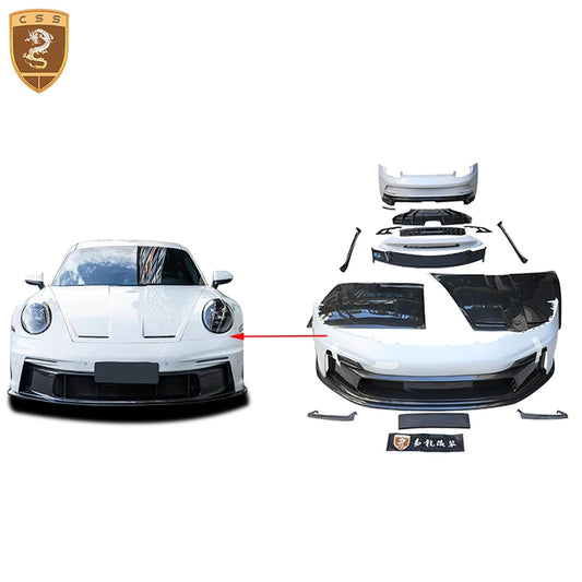For Porsche 911 992 Carrera 991.2 GT3 Style Car Front Rear Bumper Side Skirts Rear Spoiler Engine Hood Bonnet Cover BodyKits